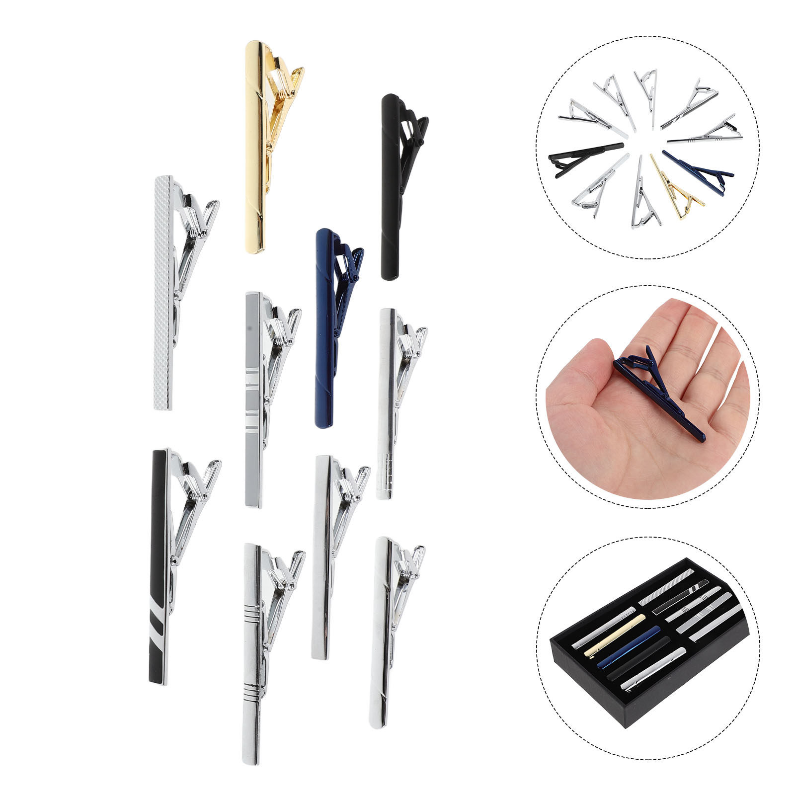 Tie Bar Set Gift - Ensemble de 10 pinces à cravate