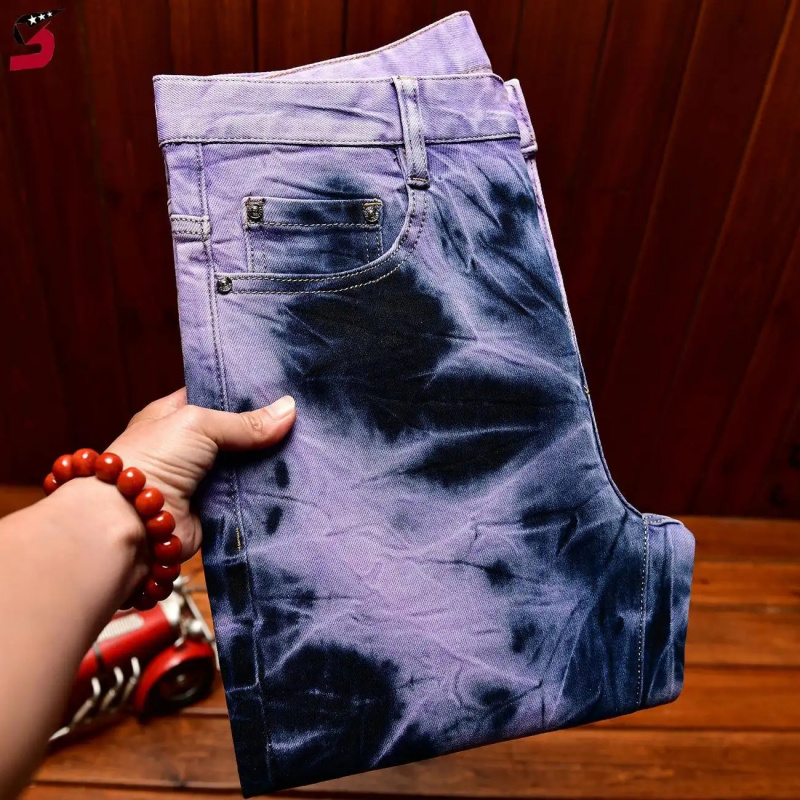 Jean rétro tie-dye violet de h - Skinny Tie Men avis et prix